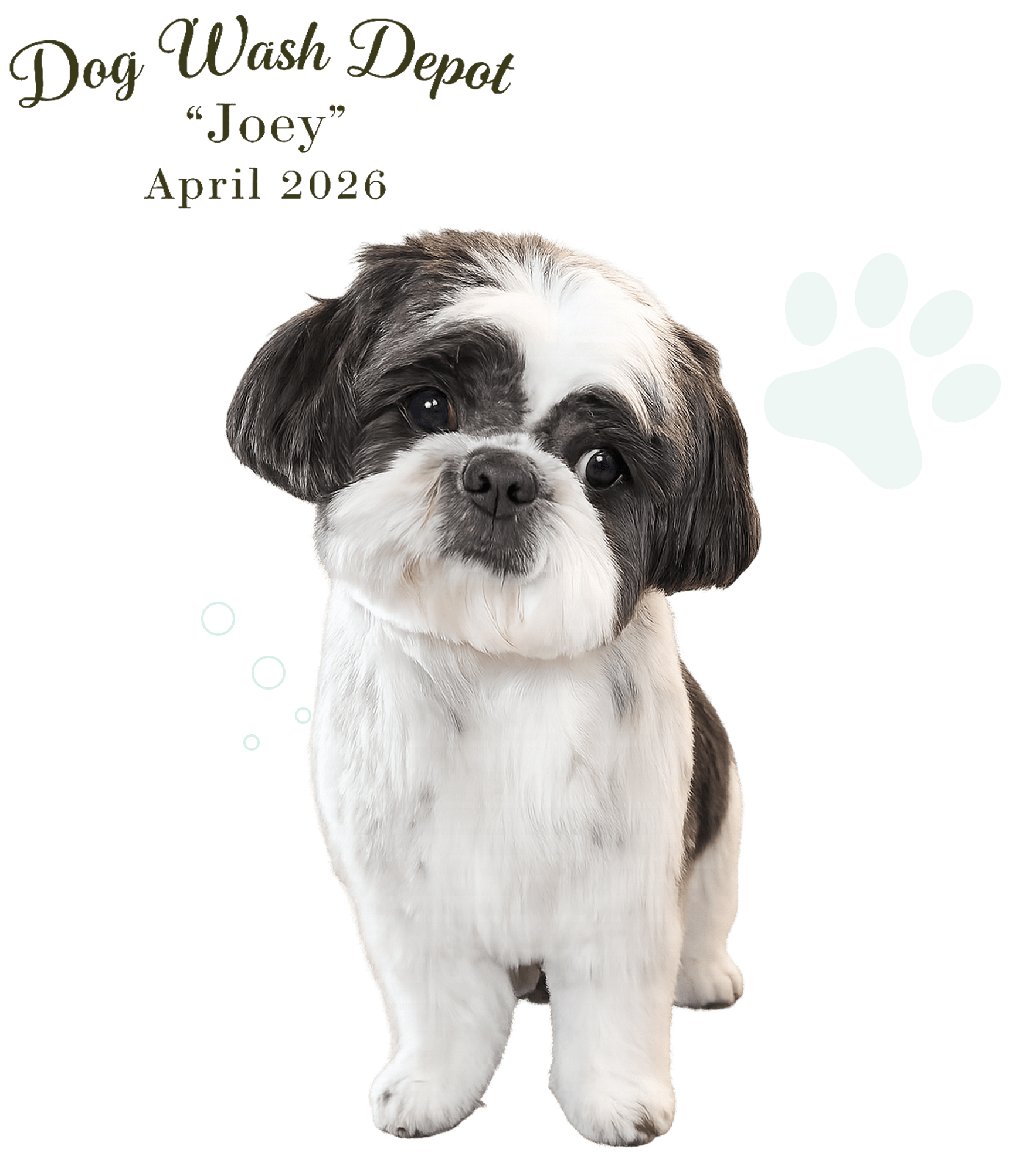 Cute Shih Tzu puppy portrait on black background